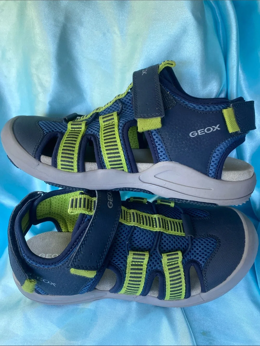 Geox Respira Navy and Lime Kids Sport Sandals